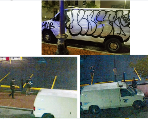 Suspects Sought for Spray-painting Police Van 