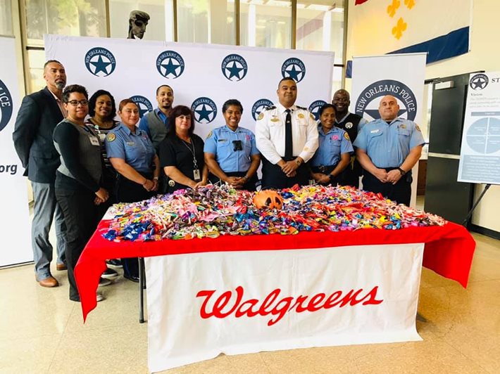 NOPD Partners with Walgreens to Provide Halloween Candy to Neighborhood Kids