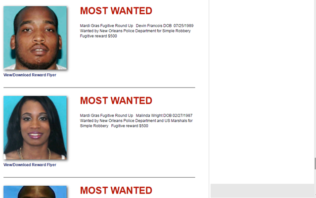 NOPD, U.S. Marshals Assemble Mardi Gras Round-Up List of Fugitives