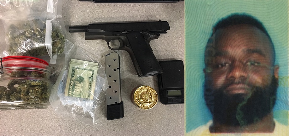 Suspect Arrested for Possessing Gun, Jar of Marijuana
